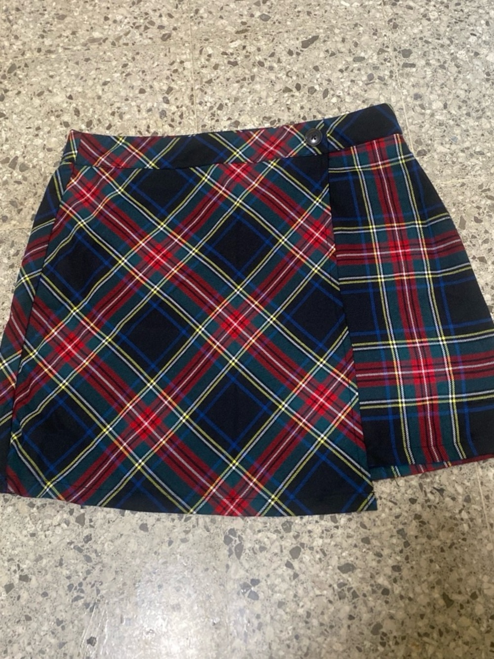 Plaid Wrap Mini Skirt in Navy and Red Size Medium